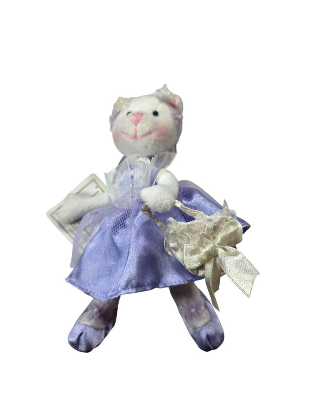 Amscan White Plush Bear Lavender Dress Weddings Stuffed Animal Anthropomorphic
